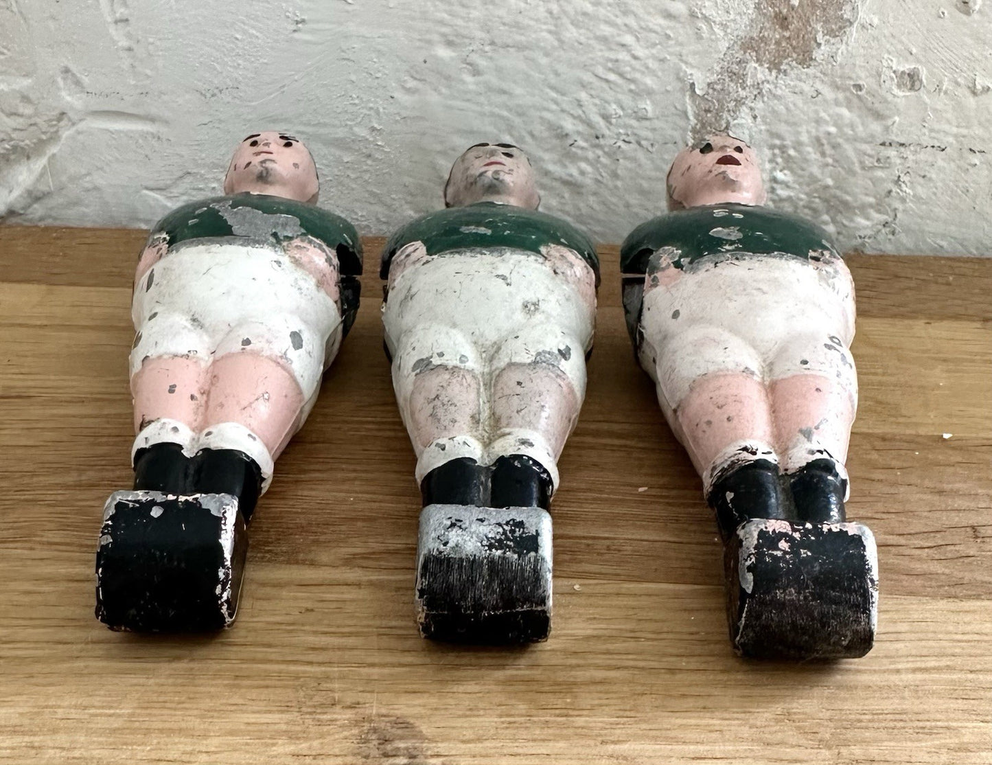 Three Vintage Table Football Players Figures Babyfoot French 1950s Hand Painted5