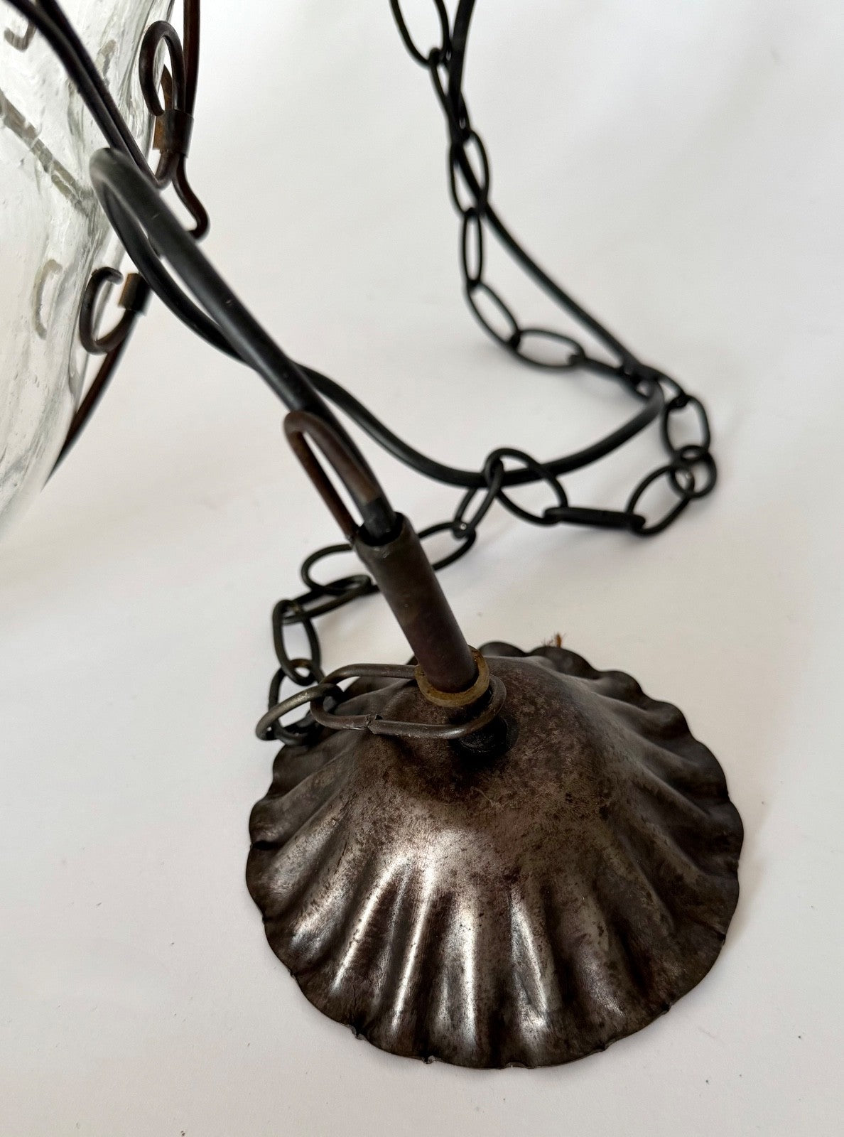 Very large Murano ceiling pendant light blown caged glass handmade 1950s 60s5