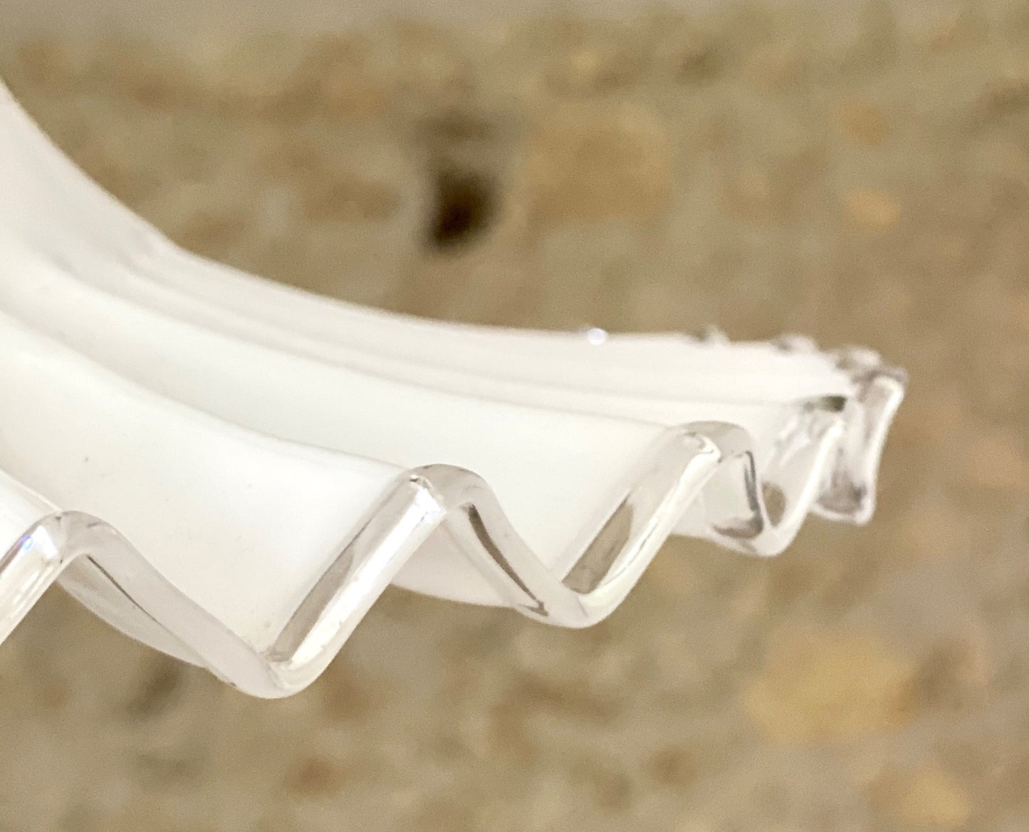Vintage French pleated opaline glass ceiling light shade coolie white + fittings3