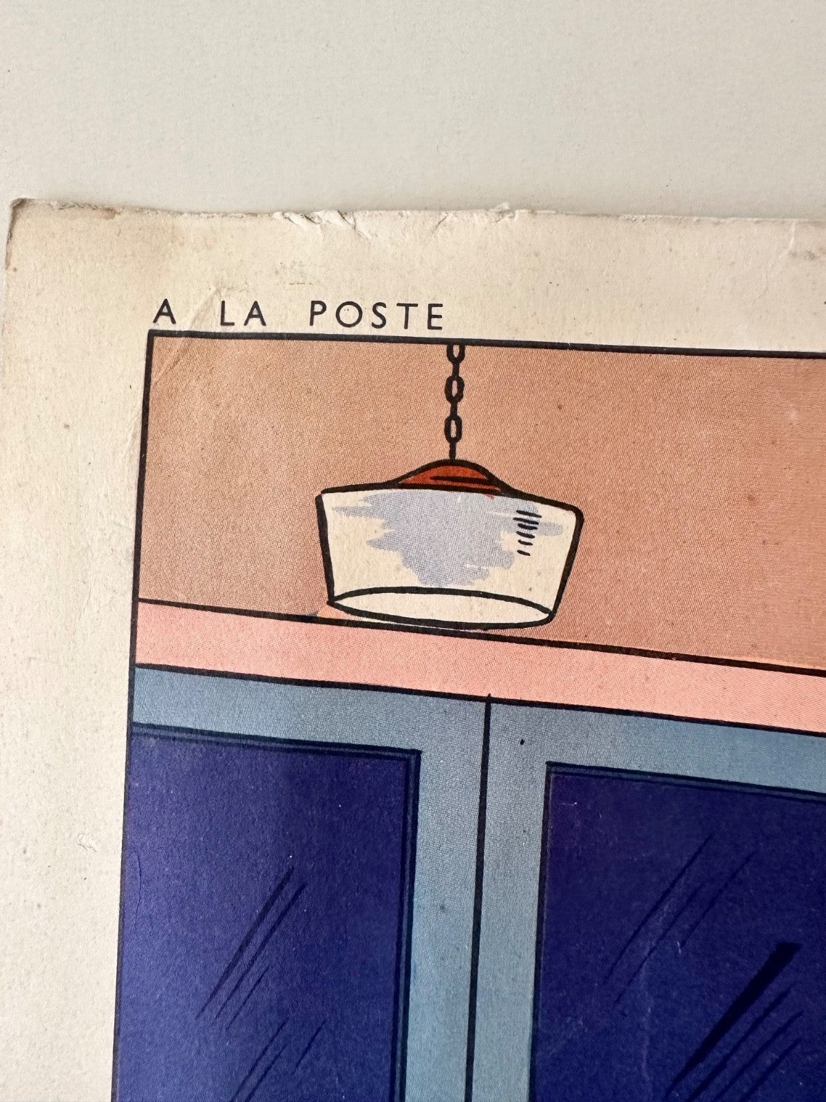 1950s or 60s vintage French school poster doubledsided snow scene + post office5