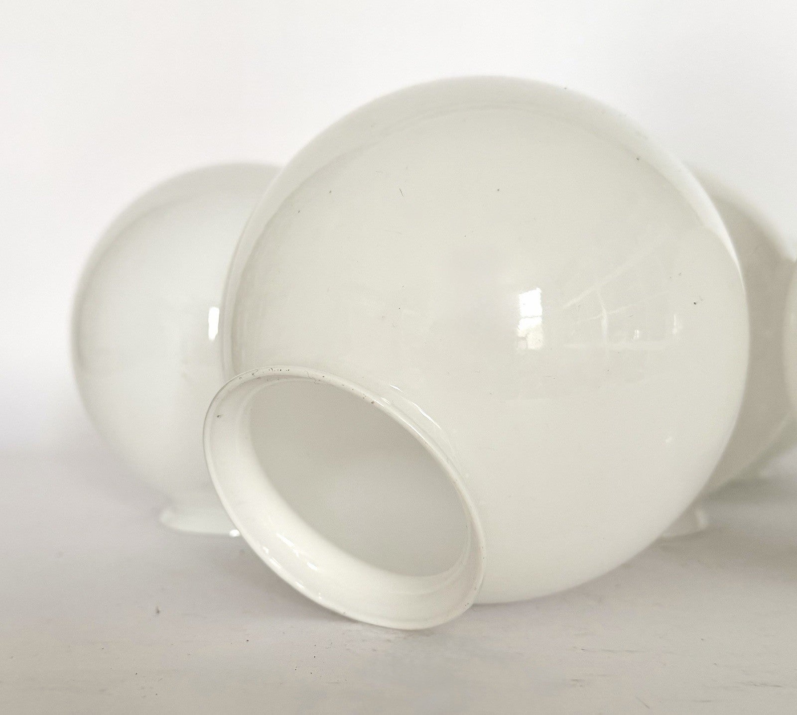Small Vintage French opaline milk glass globe ceiling light lamp shade 15cm1