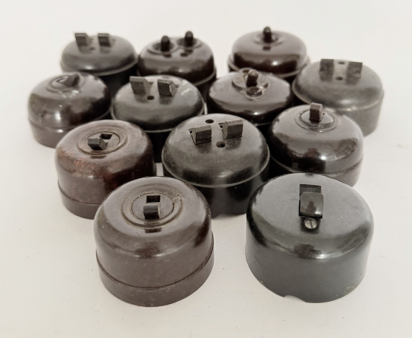 Job Lot 12 Vintage Bakelite Light Switches 1950s0