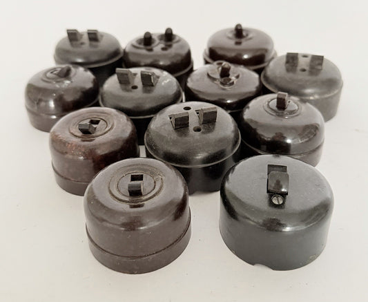 Job Lot 12 Vintage Bakelite Light Switches 1950s0