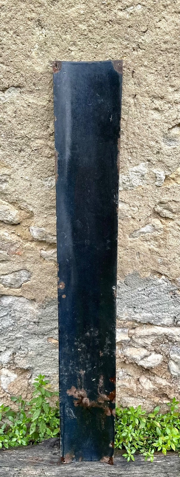 Vintage enamel water river depth gauge sign 1m x 15cm cobalt blue white1