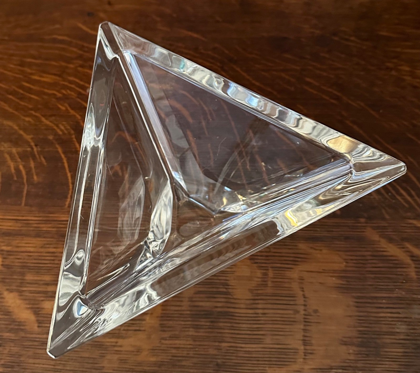 Heavy Lead Crystal Geometric Glass Dish Crystal D'Arques Signed Special Edition5
