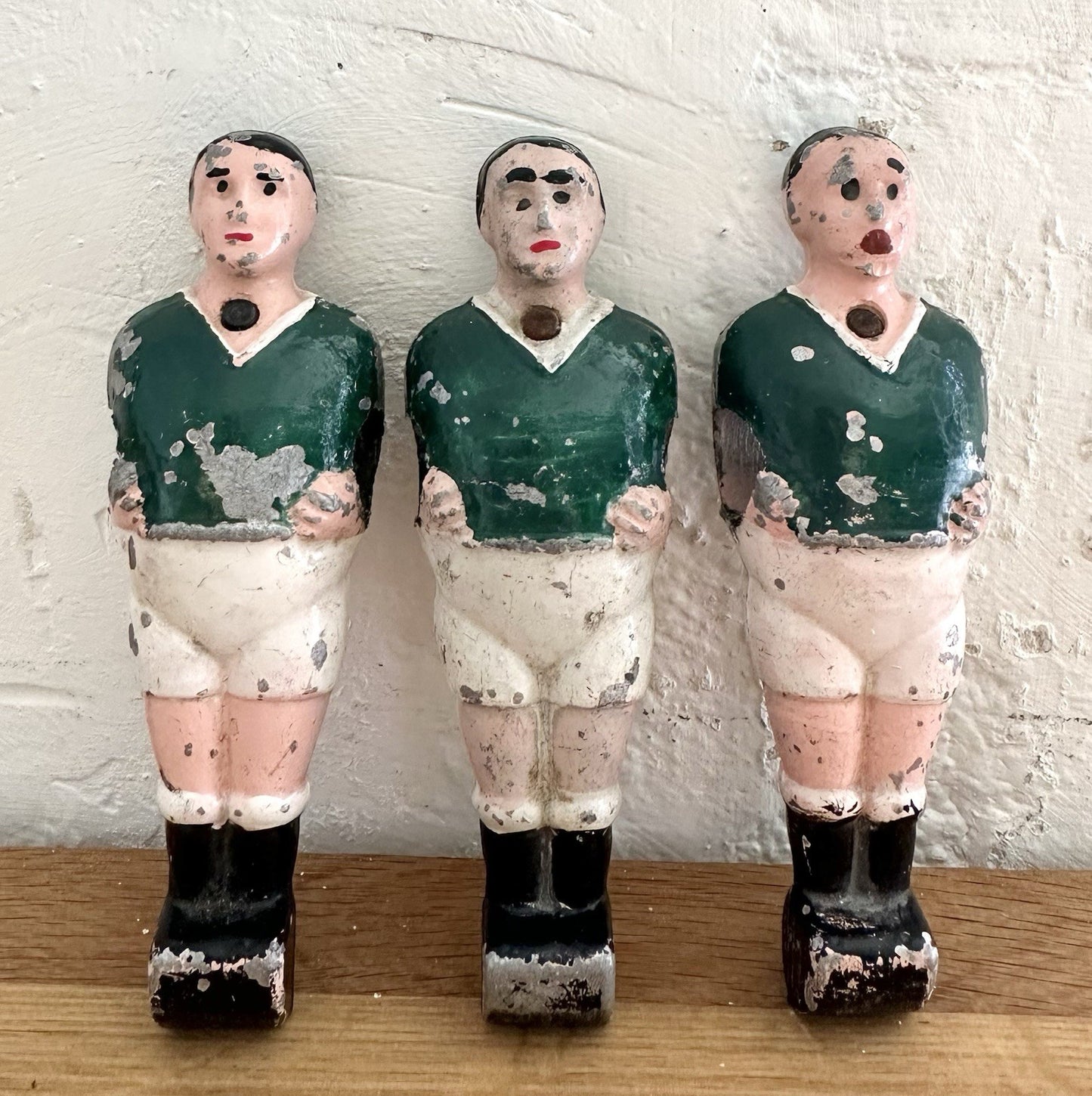 Three Vintage Table Football Players Figures Babyfoot French 1950s Hand Painted0