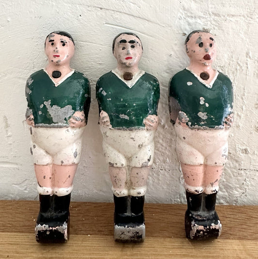 Three Vintage Table Football Players Figures Babyfoot French 1950s Hand Painted0