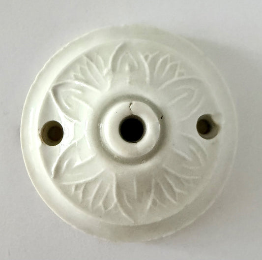 Small Vintage French patterned ceiling rose plate ceramic porcelain white 7cm0