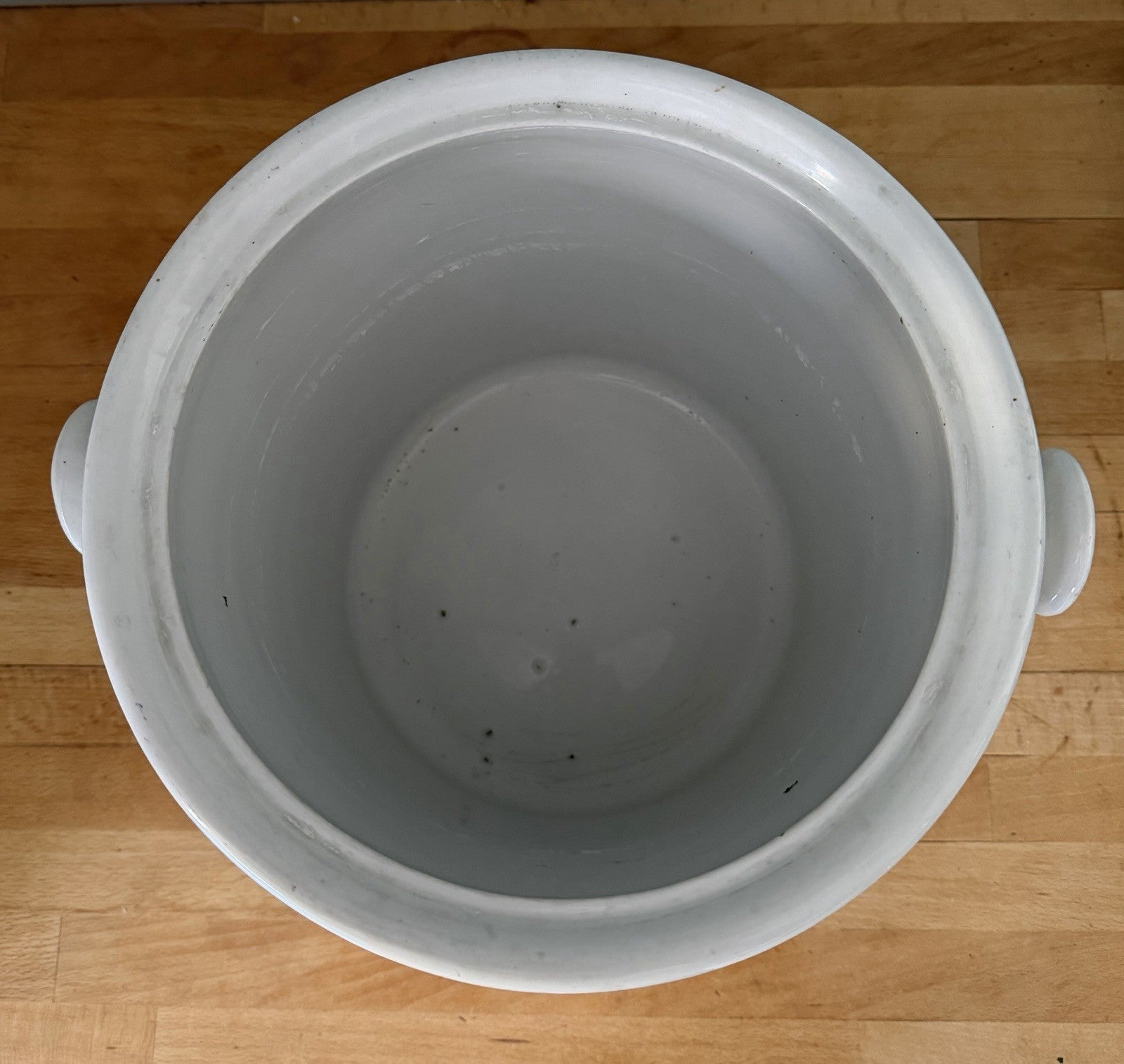 Large Antique Edwardian Ironware Slop Bucket White Stoneware Earthenware Handled5
