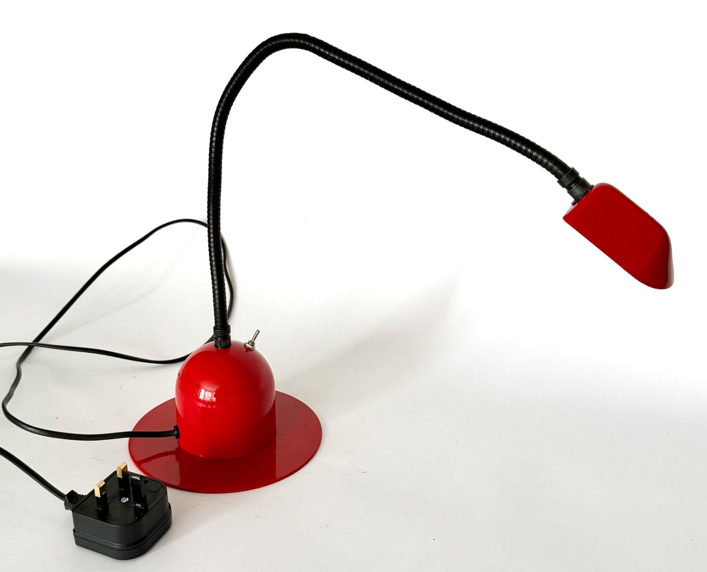 Large 1980s Memphis Red Gooseneck Desk Lamp Vintage Adjustable Bendy0