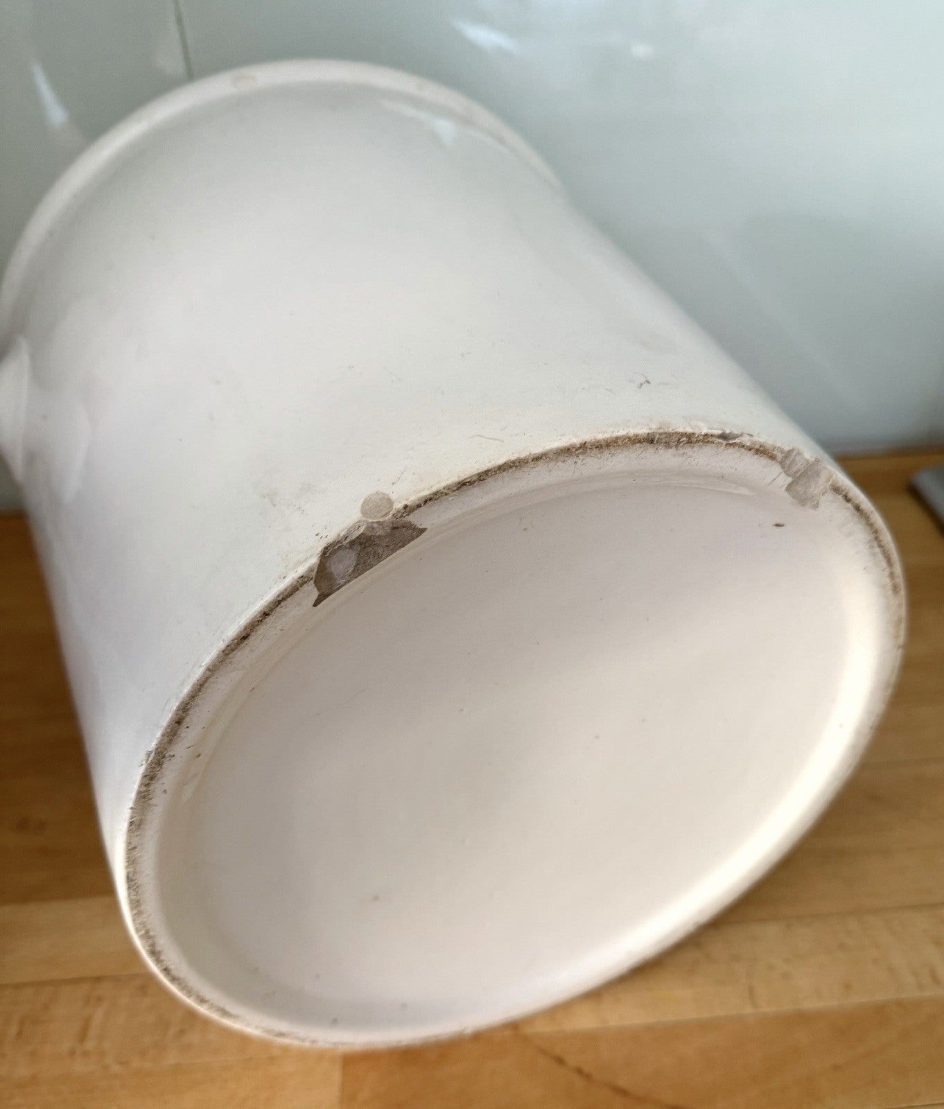 Large Antique Edwardian Ironware Slop Bucket White Stoneware Earthenware Handled8
