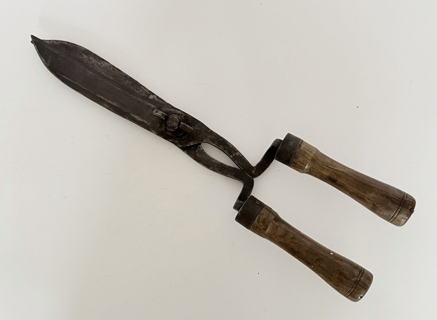 Large Antique French Garden Shears Hedge Trimmers Wood Steel1