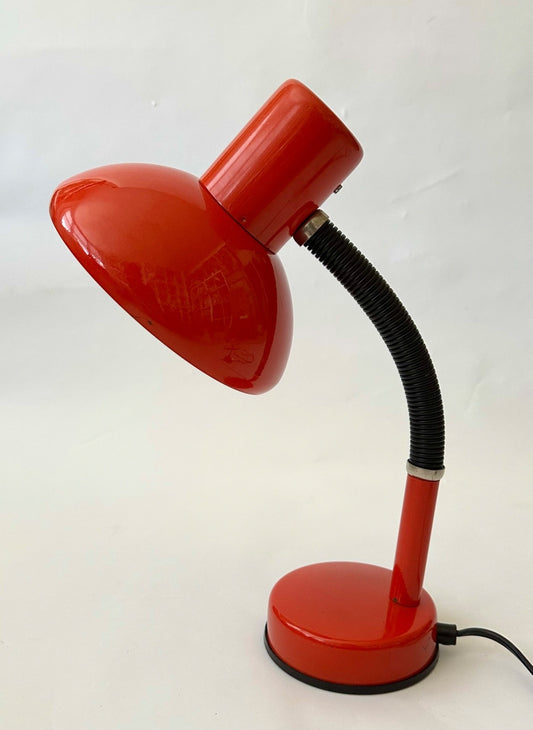 1980s Red Desk Lamp Flexible Bendy Table Light Vintage Retro Memphis0