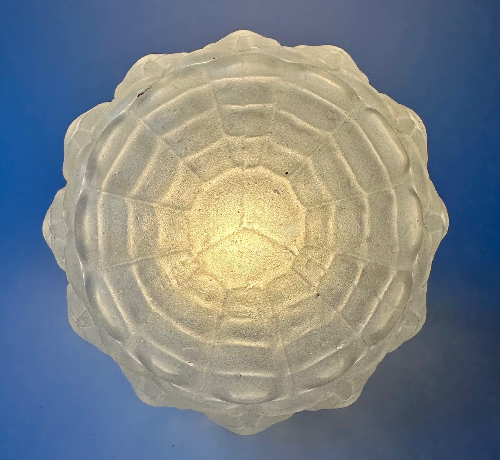 Vintage original French glass ceiling light shade sculpted globe + fittings 30s4