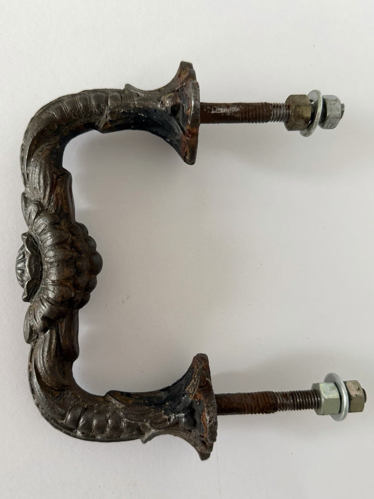 Antique Cast Iron Door Pull Handle Ornate French 19th Century Original1