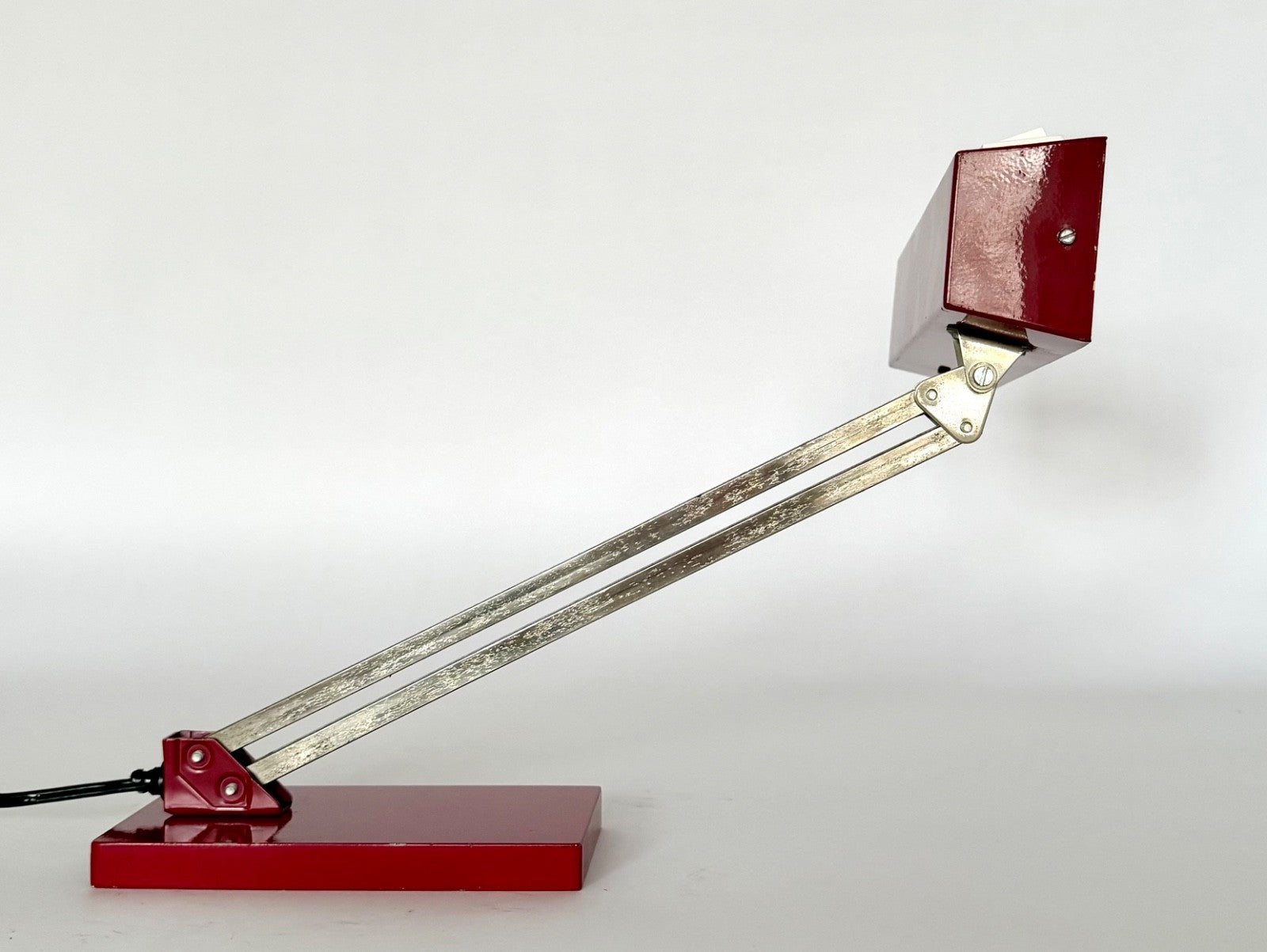 Vintage Pfaffle Desk Lamp 1950s German Mid-Century Adjustable Red Metal Chrome4