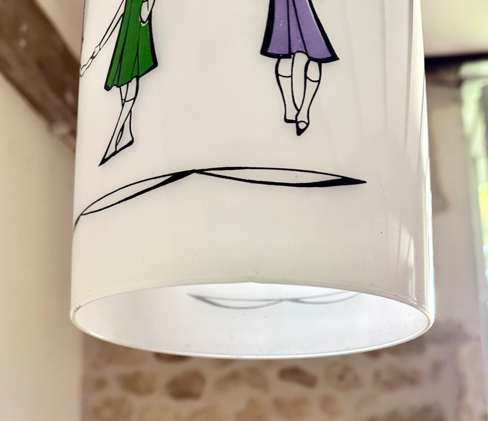 Vintage French glass children's ceiling light opaline conical 1960s mid century2