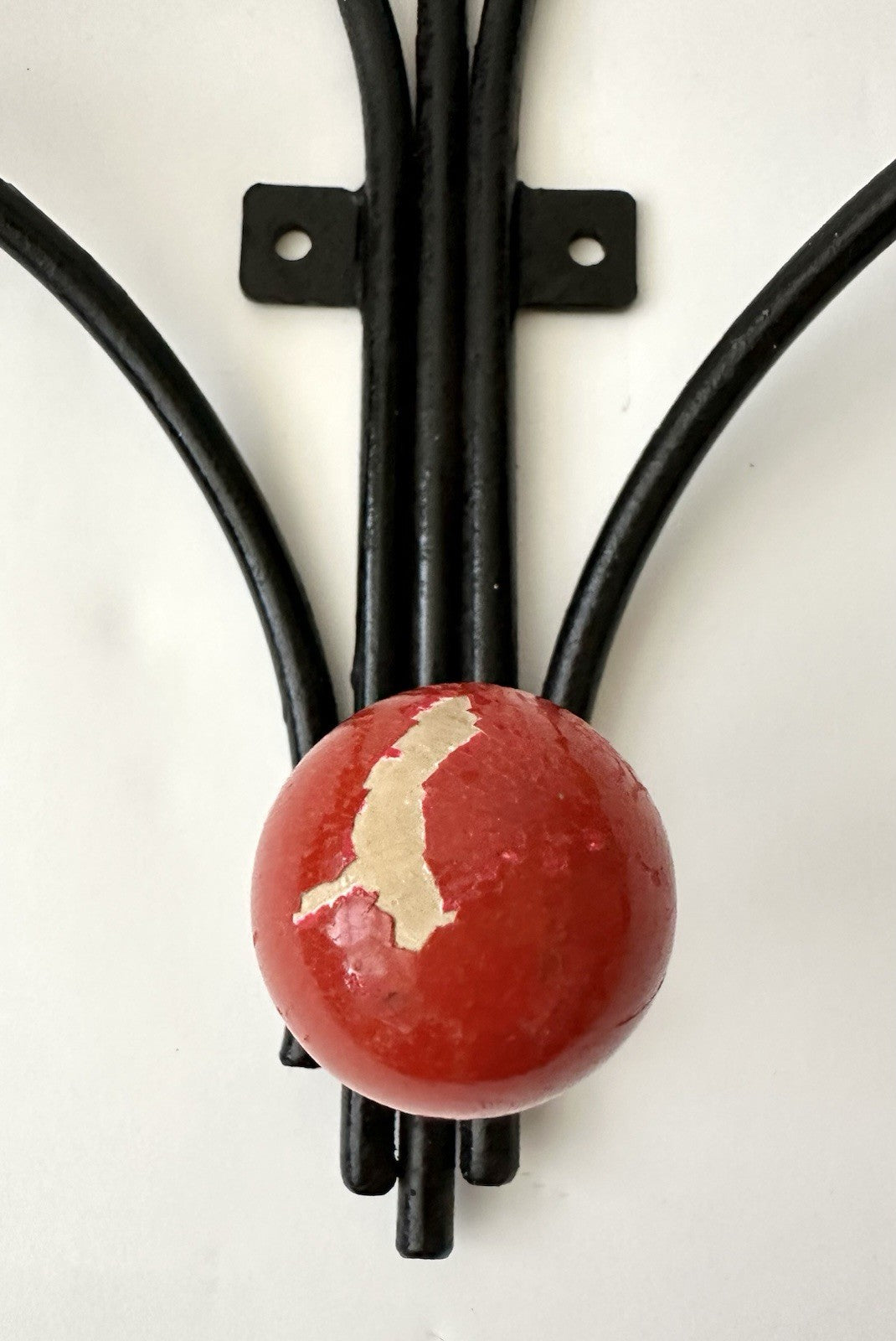 Original Vintage Retro Sputnik Metal Coat Hooks French Bobbles Coloured 6 Pegs5