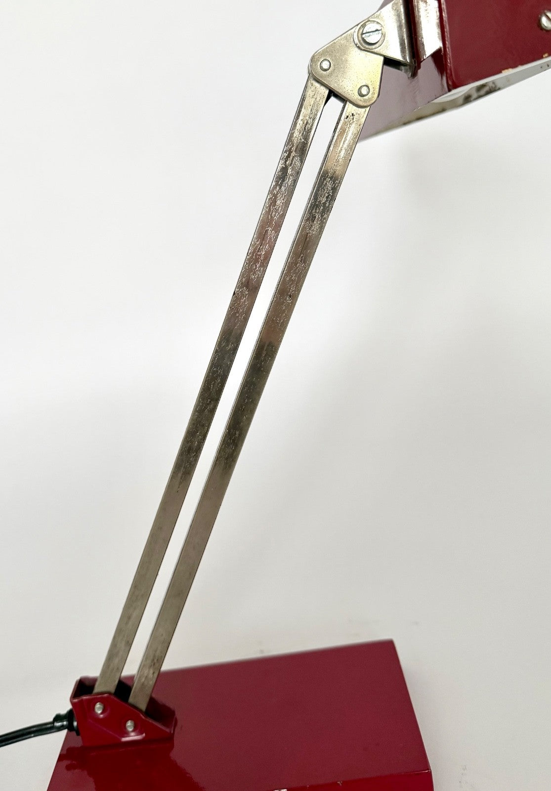 Vintage Pfaffle Desk Lamp 1950s German Mid-Century Adjustable Red Metal Chrome7
