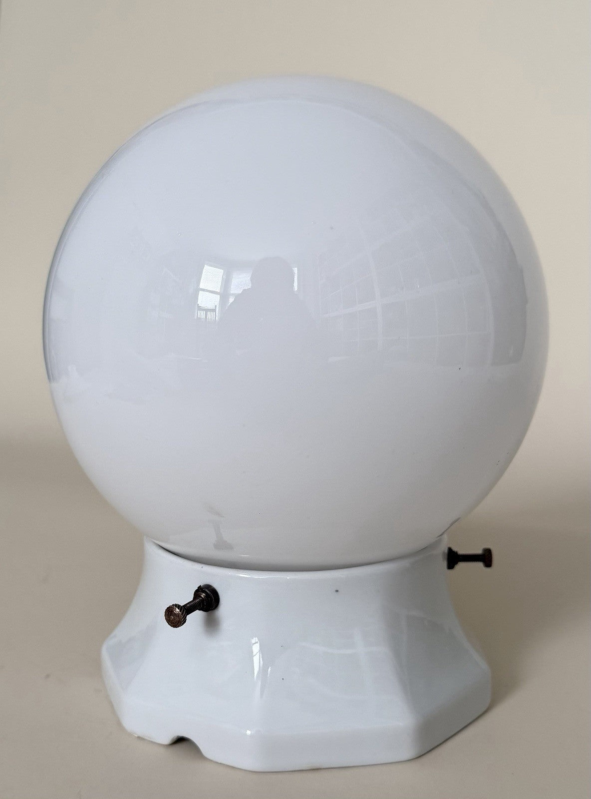 Original French Deco vintage ceramic wall light sconce porcelain opaline globe6