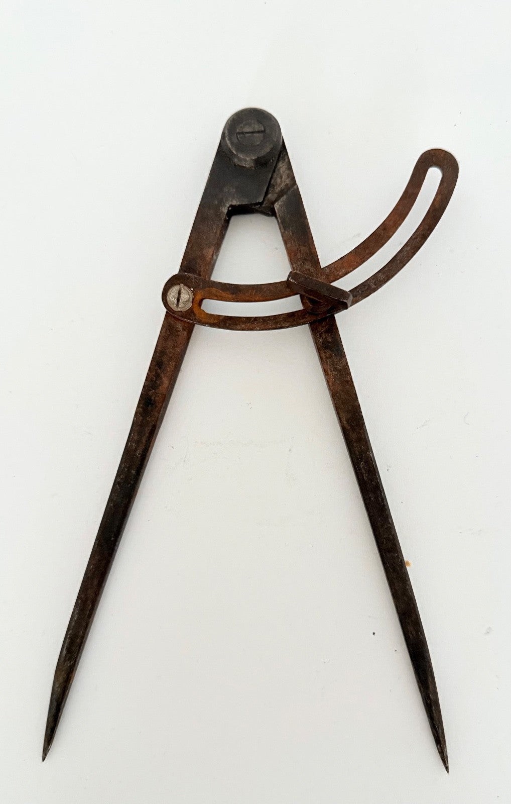 Antique French caliper dividers 7" iron geometry architecture technical drawing0
