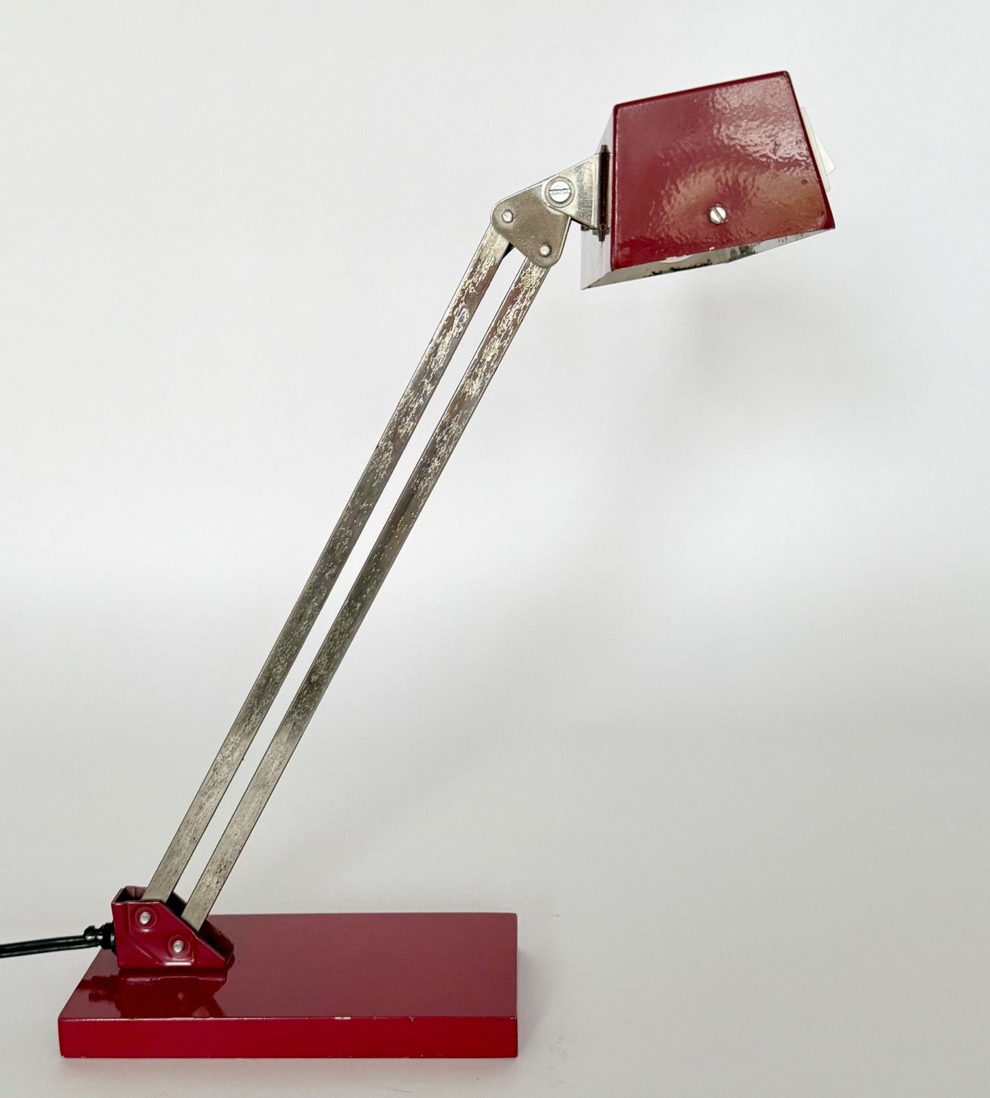 Vintage Pfaffle Desk Lamp 1950s German Mid-Century Adjustable Red Metal Chrome2