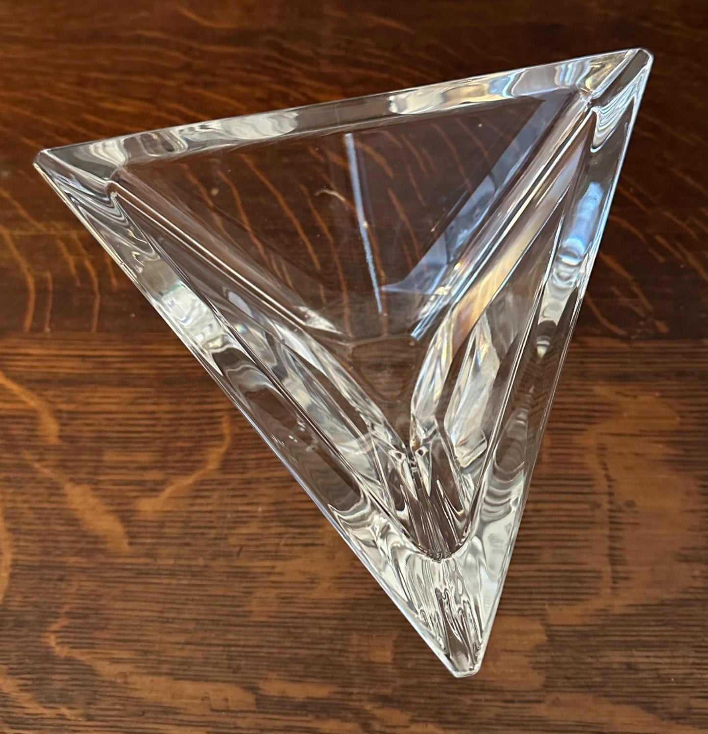 Heavy Lead Crystal Geometric Glass Dish Crystal D'Arques Signed Special Edition4