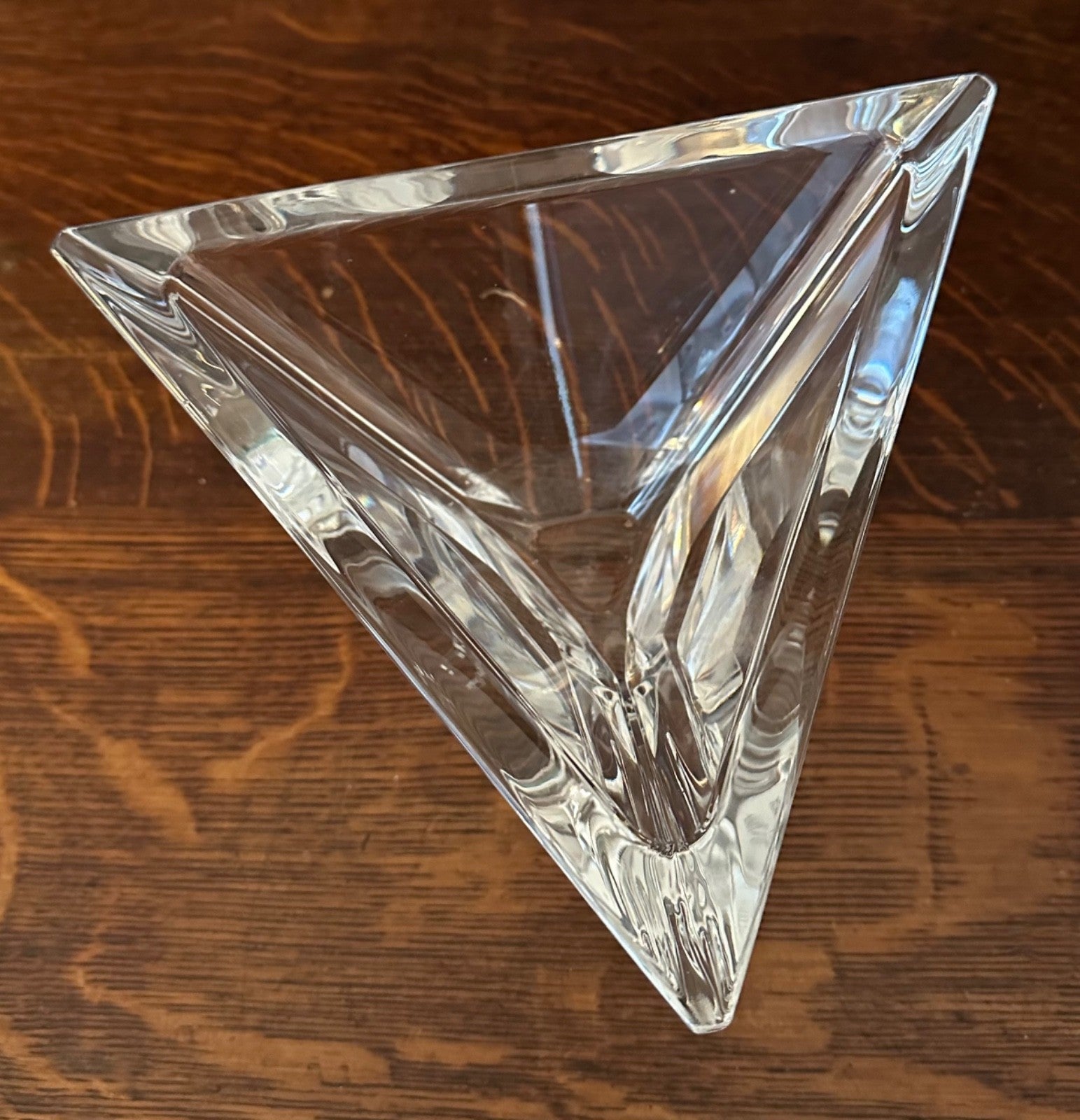 Heavy Lead Crystal Geometric Glass Dish Crystal D'Arques Signed Special Edition4