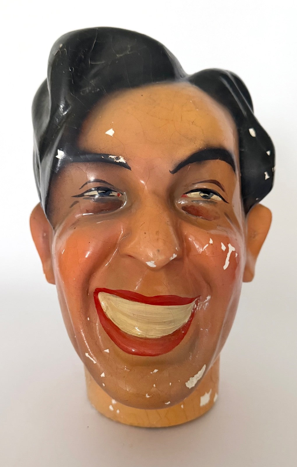 1930s French Shop Dummy Mannequin Head Male Hand Painted Papier Maché1