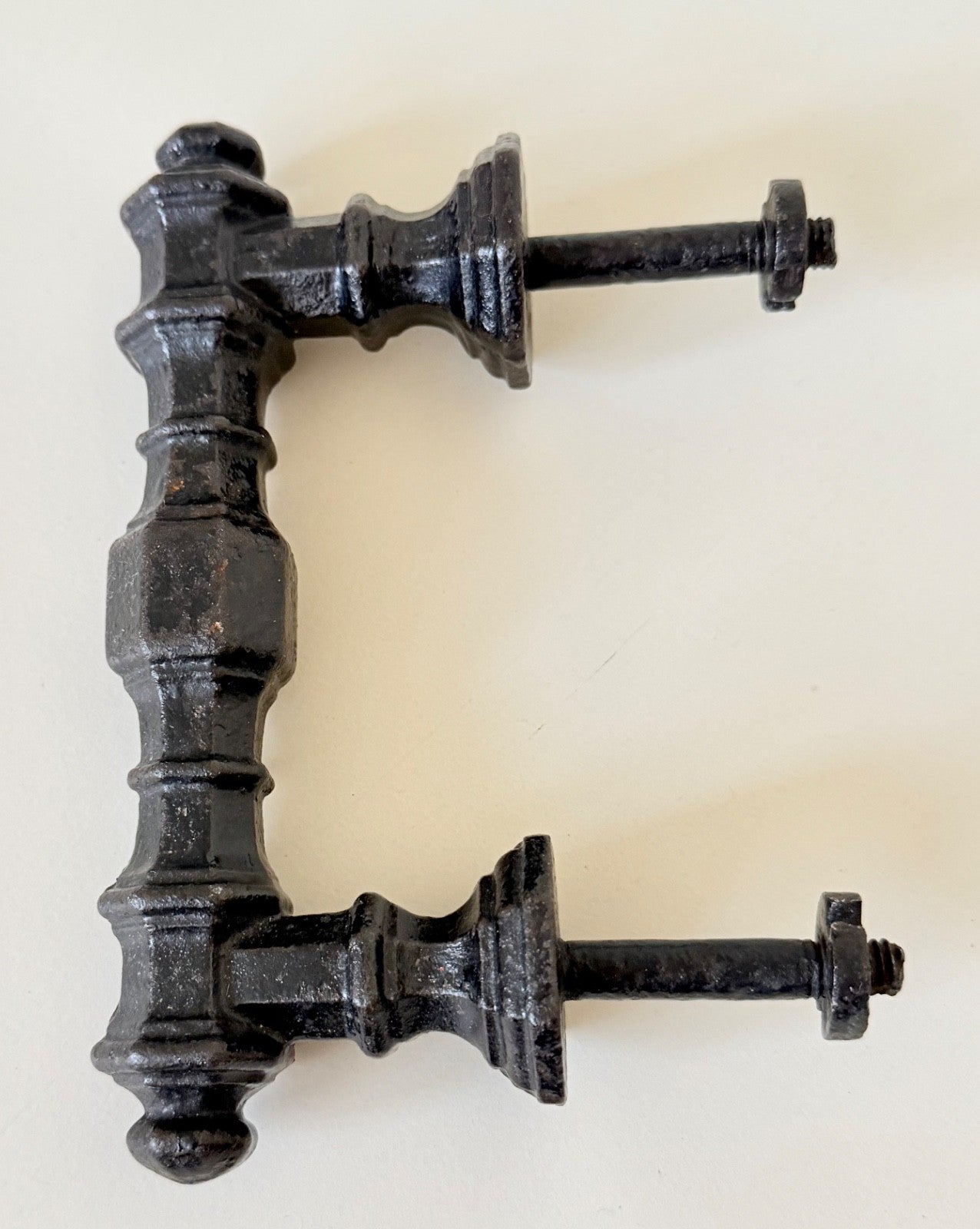 Antique Cast Iron Door Pull Handle French 19th Century Original Geometric0