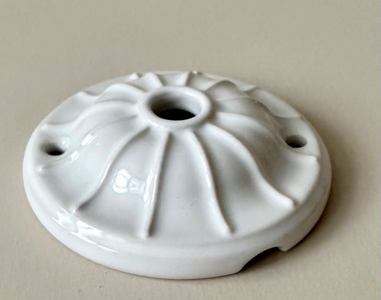 Patterned Ceramic Ceiling Rose Brown Electric Flex Bulb Holder Pendant Light Set1