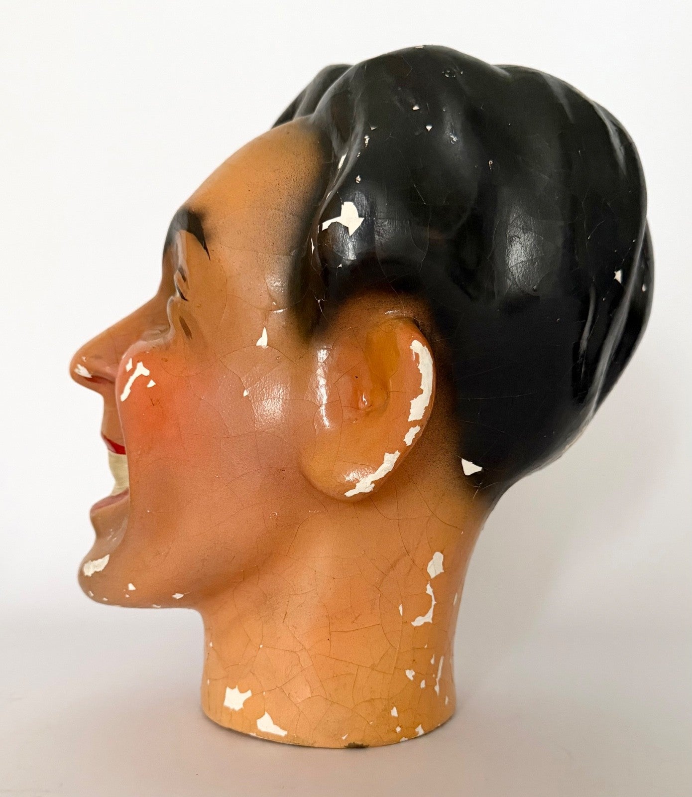 1930s French Shop Dummy Mannequin Head Male Hand Painted Papier Maché2