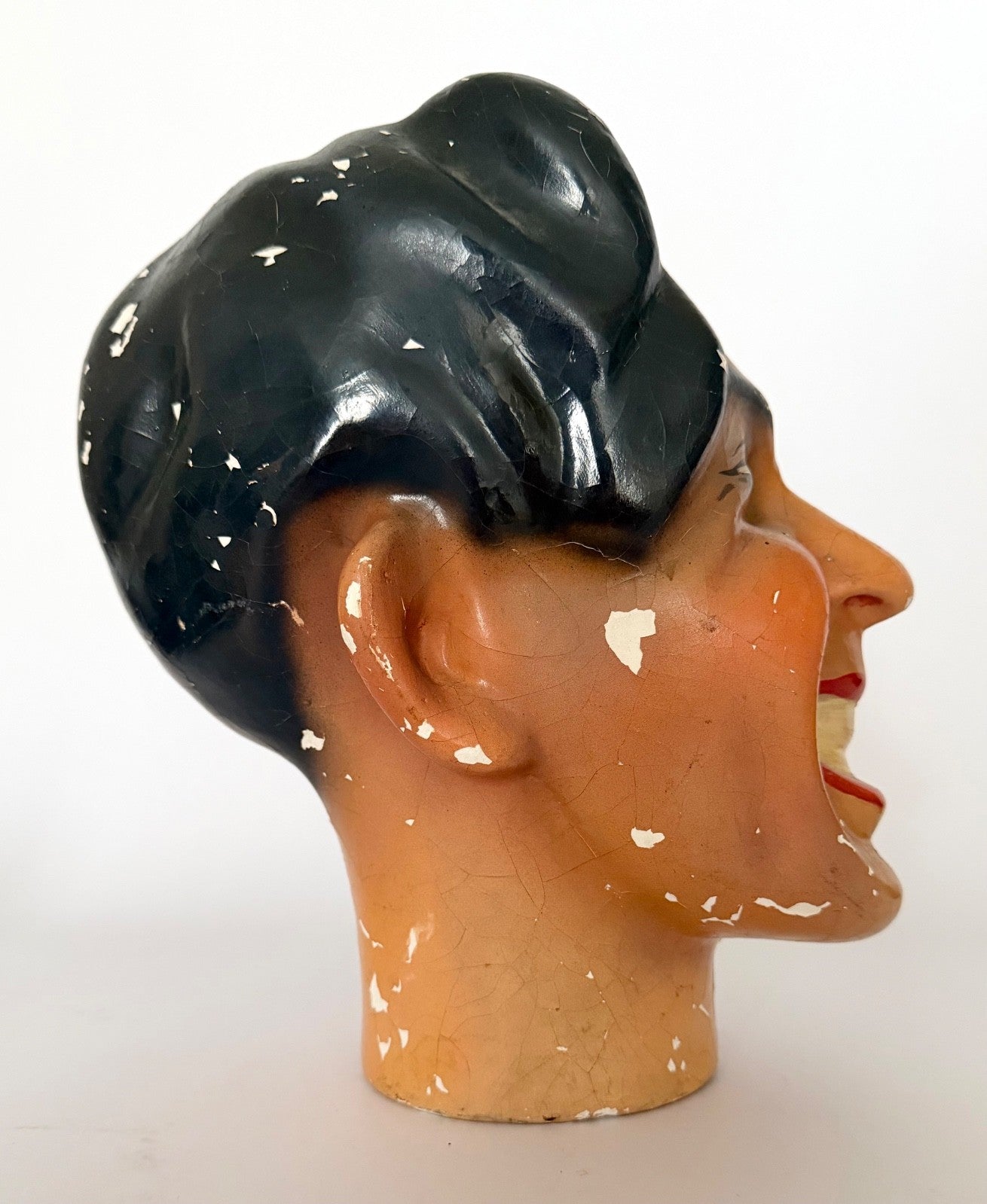 1930s French Shop Dummy Mannequin Head Male Hand Painted Papier Maché3