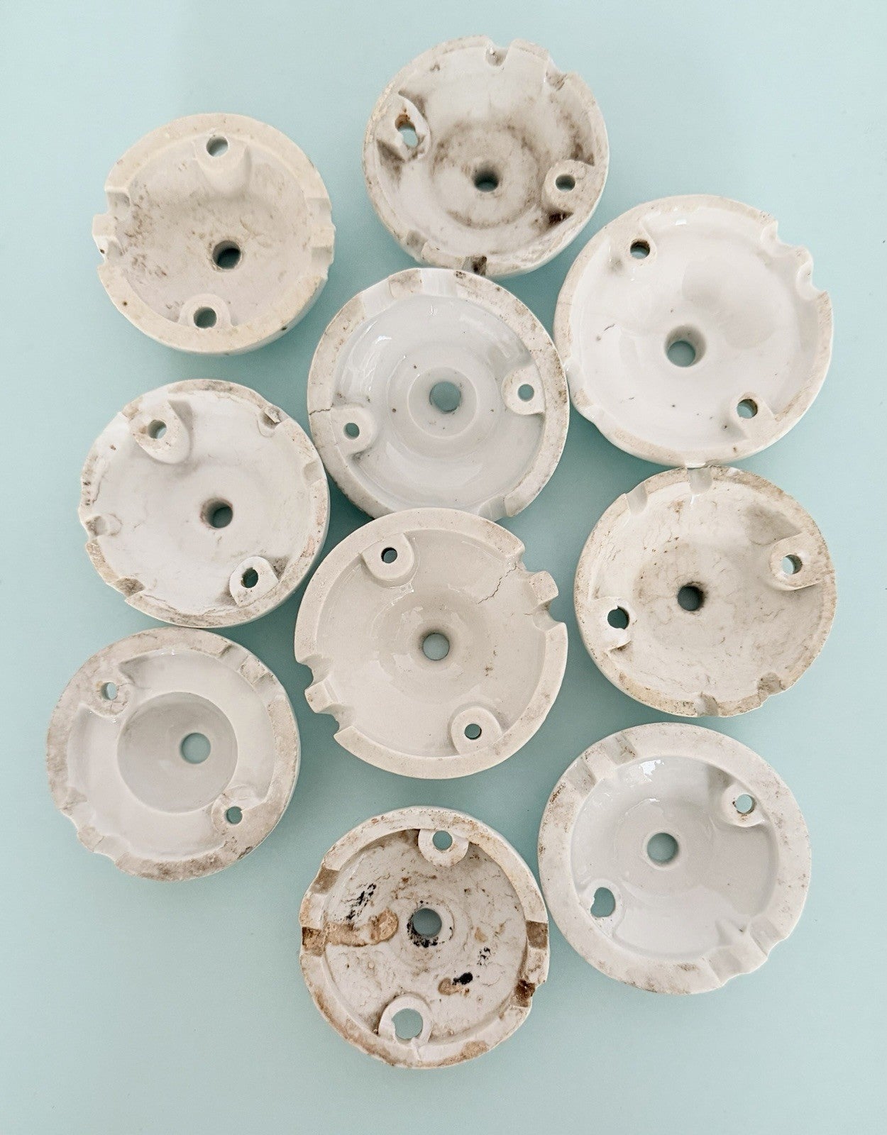 Job Lot 10 Vintage French Ceramic Ceiling Roses Patterned White 67cm2