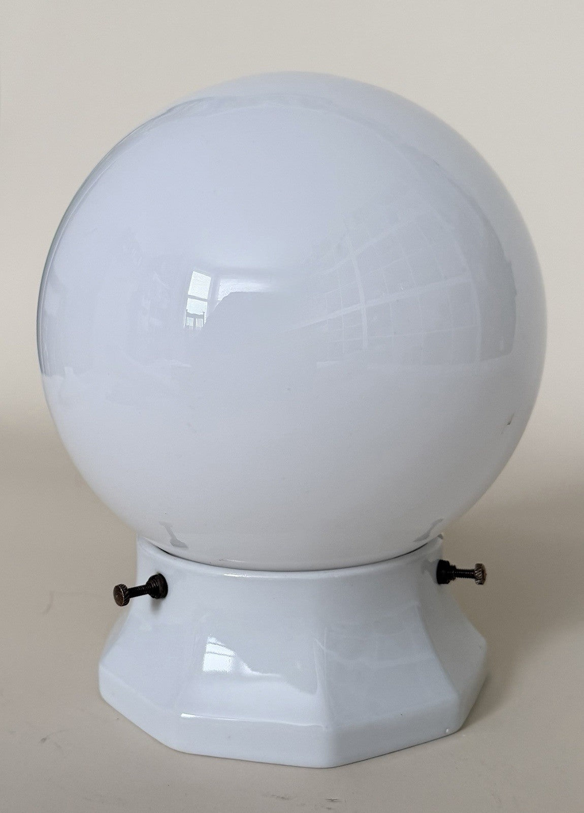 Original French Deco vintage ceramic wall light sconce porcelain opaline globe0
