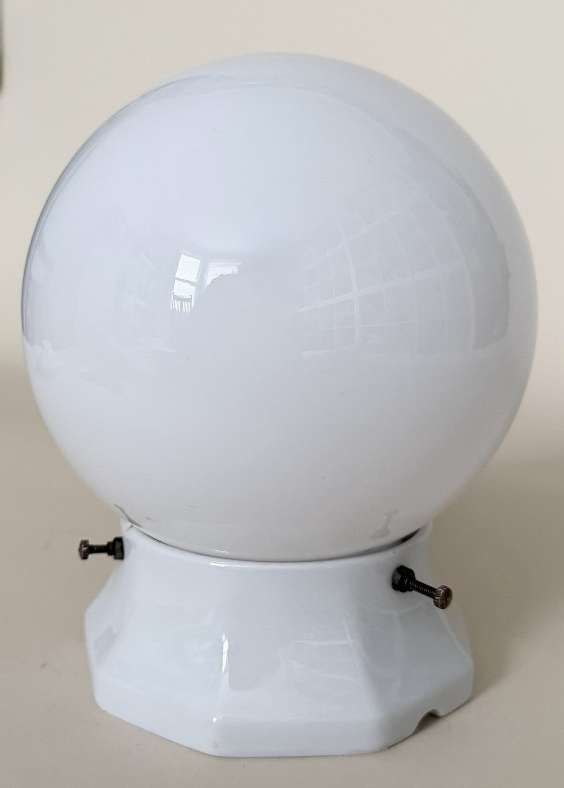 Original French Deco vintage ceramic wall light sconce porcelain opaline globe5