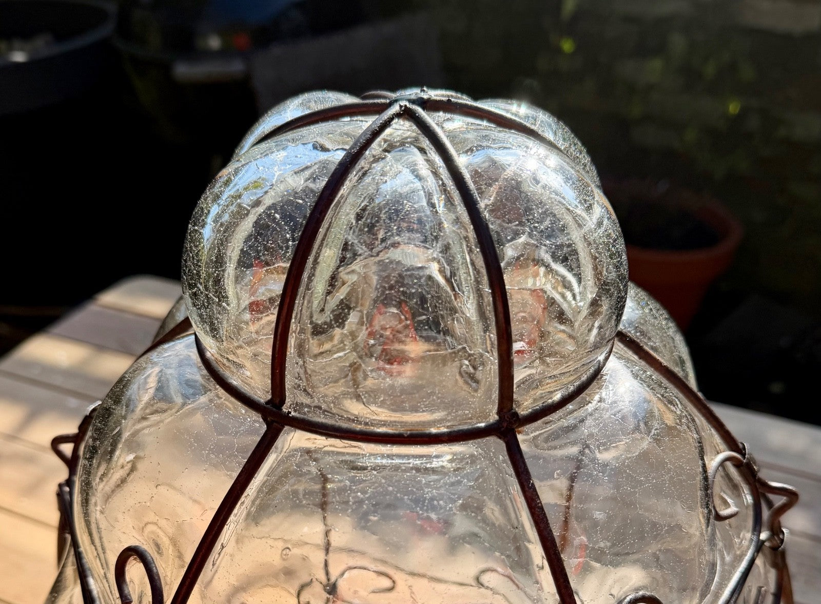 Very large Murano ceiling pendant light blown caged glass handmade 1950s 60s4