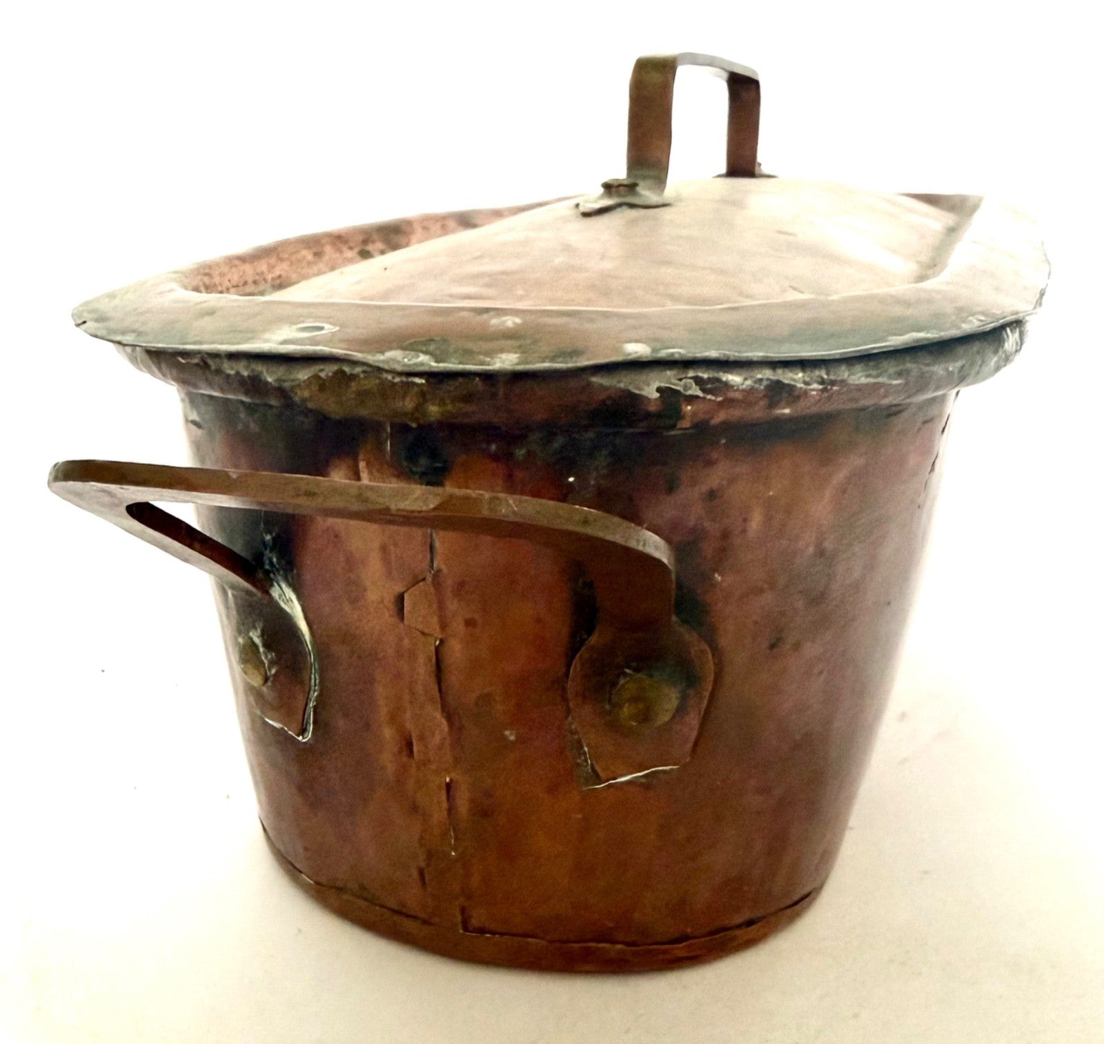 Antique French copper fish kettle/steamer/poacher/windowsill planter 19thC8