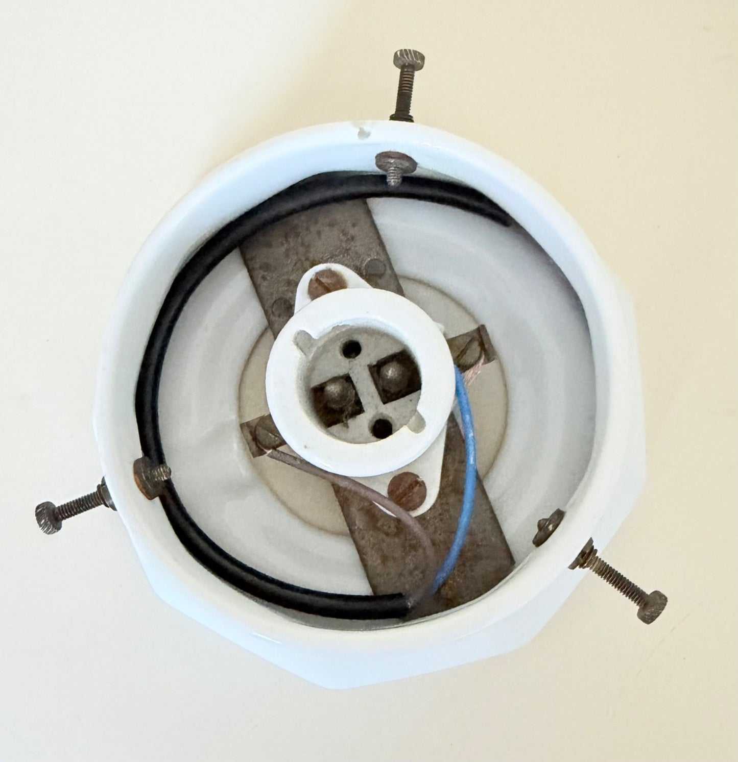 Original French Deco vintage ceramic wall light sconce porcelain opaline globe4