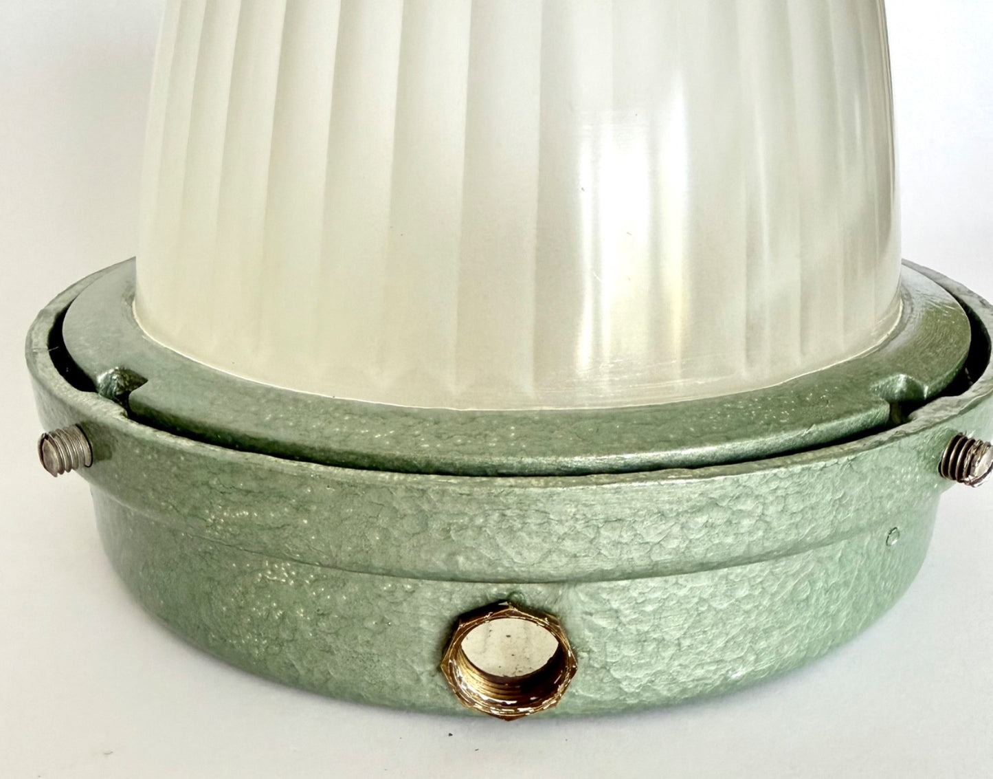 Vintage Holophane industrial ceiling wall light sconce refurbished glass metal6