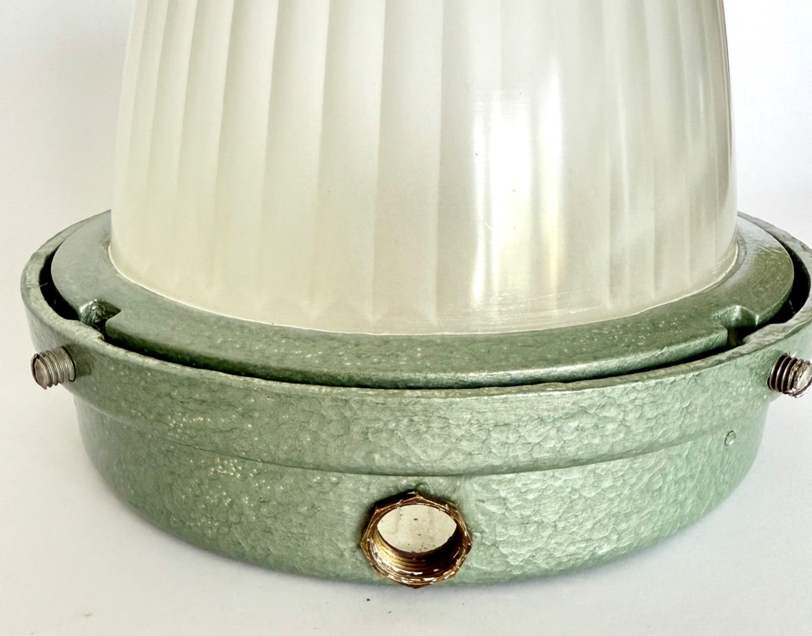 Vintage Holophane industrial ceiling wall light sconce refurbished glass metal6