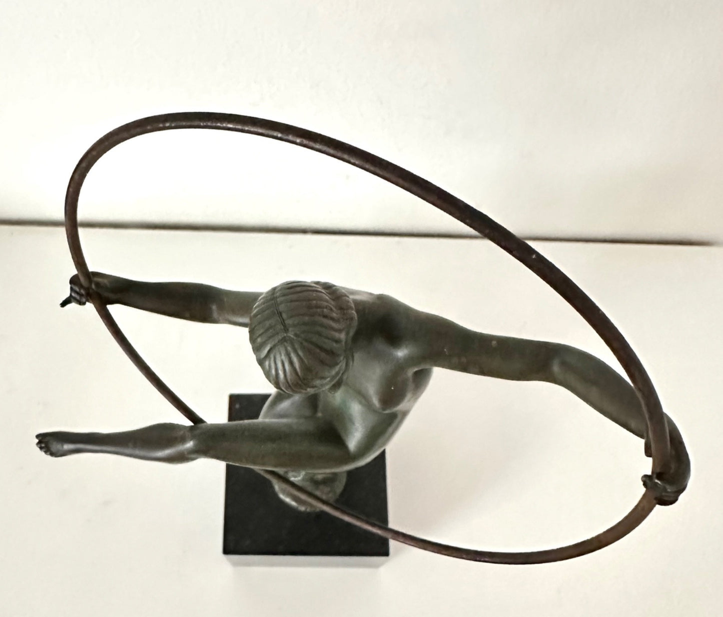 French Art Deco Spelter Sculpture Hoop Girl Marcel Bouraine 1930s Statuette5