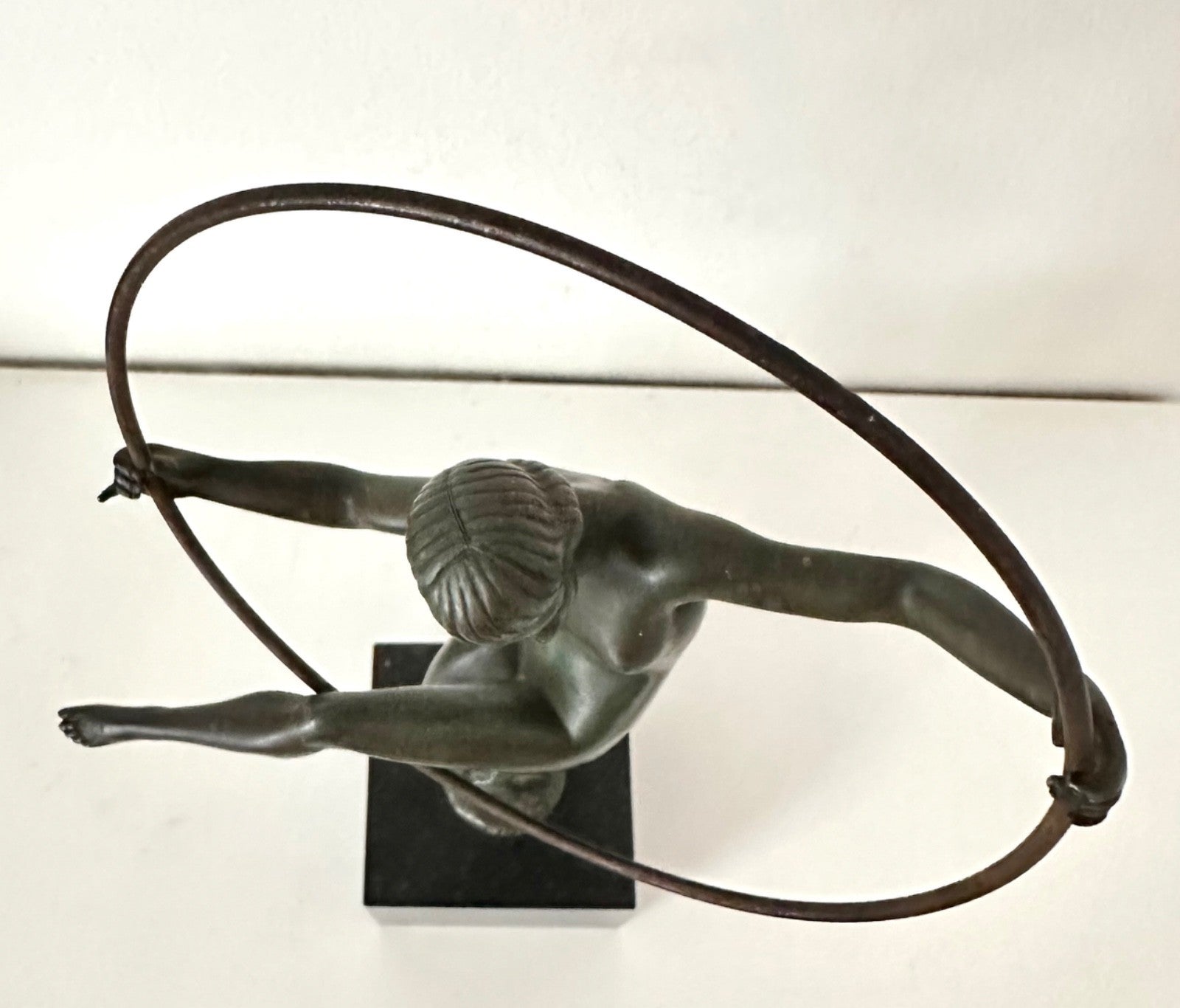 French Art Deco Spelter Sculpture Hoop Girl Marcel Bouraine 1930s Statuette5