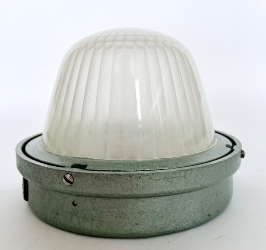 Vintage Holophane ceiling wall light CE100 refurbished industrial glass metal0