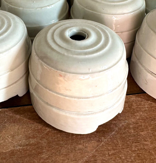 Unused vintage French ceramic ceiling rose 3poles period lighting accessory0