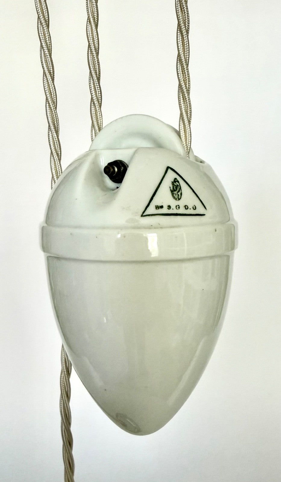 Vintage 1930s original French rise & fall ceiling light opaline glass shade H1