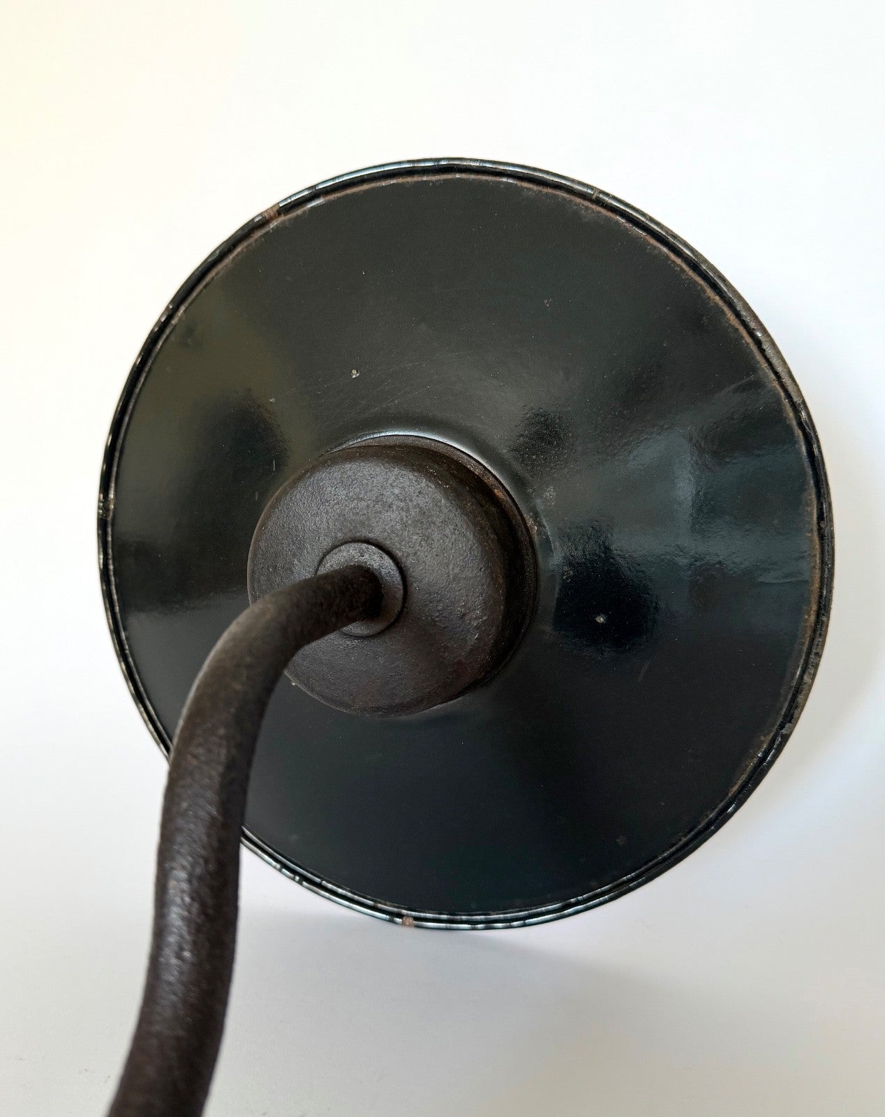 Vintage French swan neck outdoor courtyard light enamel cast iron rewired black3