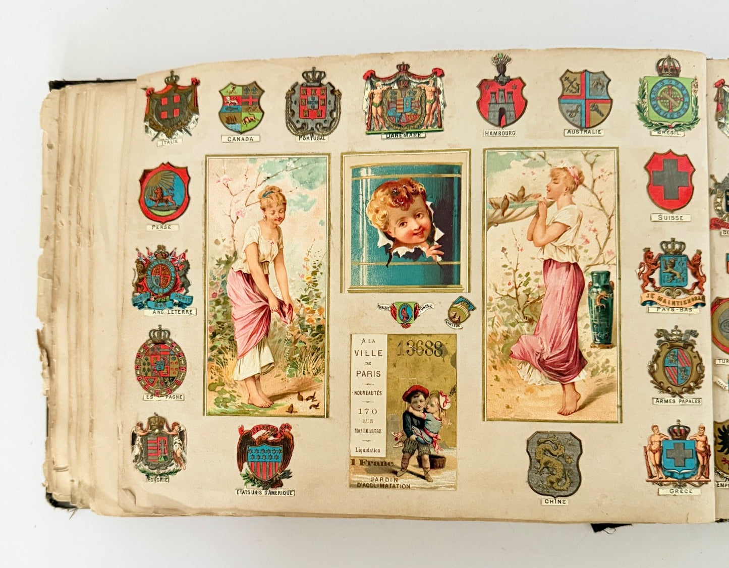 French Antique Victorian Edwardian Scrapbook Mixed Ephemera 42 pages0