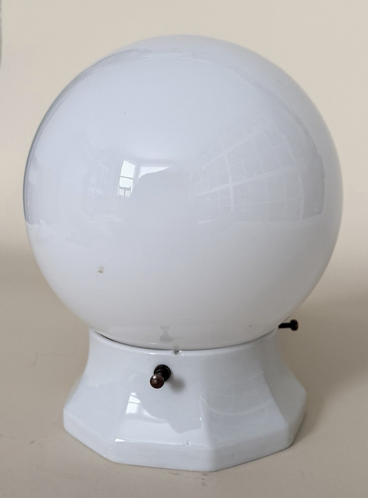 Original French Deco vintage ceramic wall light sconce porcelain opaline globe1