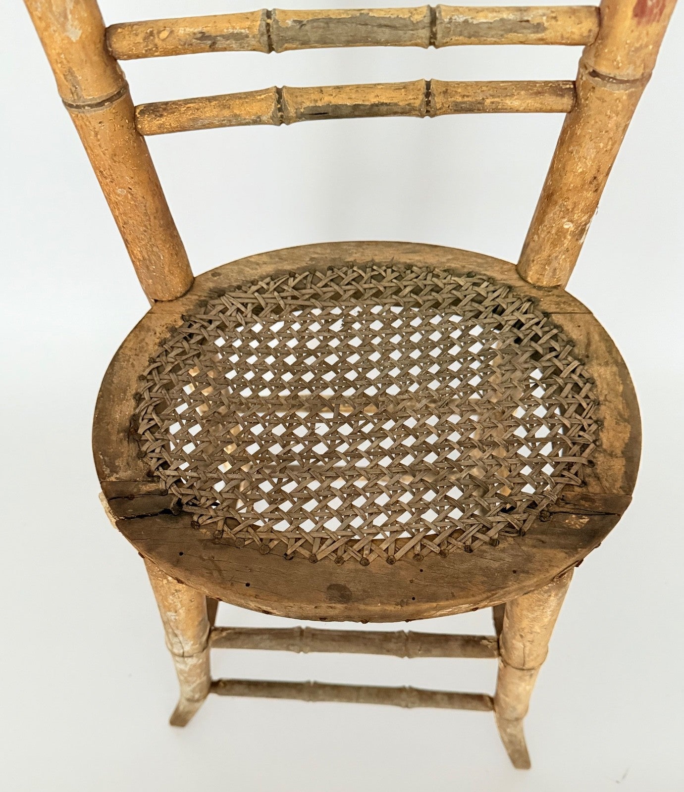 Regency  Child's Correction Chair 1820s Beech Bamboo Effect Original Condition5